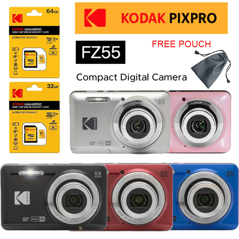 Kodak PIXPRO FZ55 Digital Camera | Point & Shoot | Black / Pink / Red / Silver | 32GB 64GB SD Card
