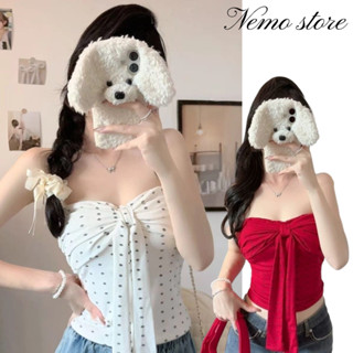 Nemo store🌸#FY66020 เสื้อเกาะอก โคเรีย ดีเทลลายเท้าแมวน่ารัก…