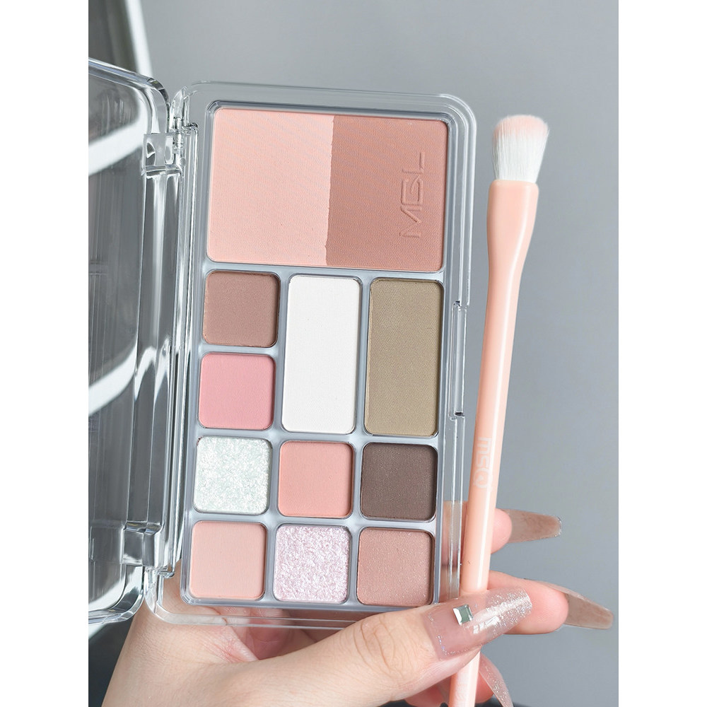 คอนทัวร์ contour พาเลทอายแชโดว์ 12 สี Heart-pounding Blush High-Gloss Contouring All-in-One Palette 