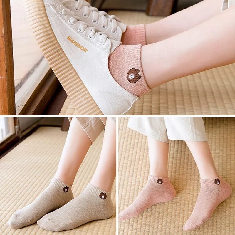 YEPPO ถุงเท้าข้อเท้าลายหมีน่ารักถุงเท้าข้อเท้า Unisex