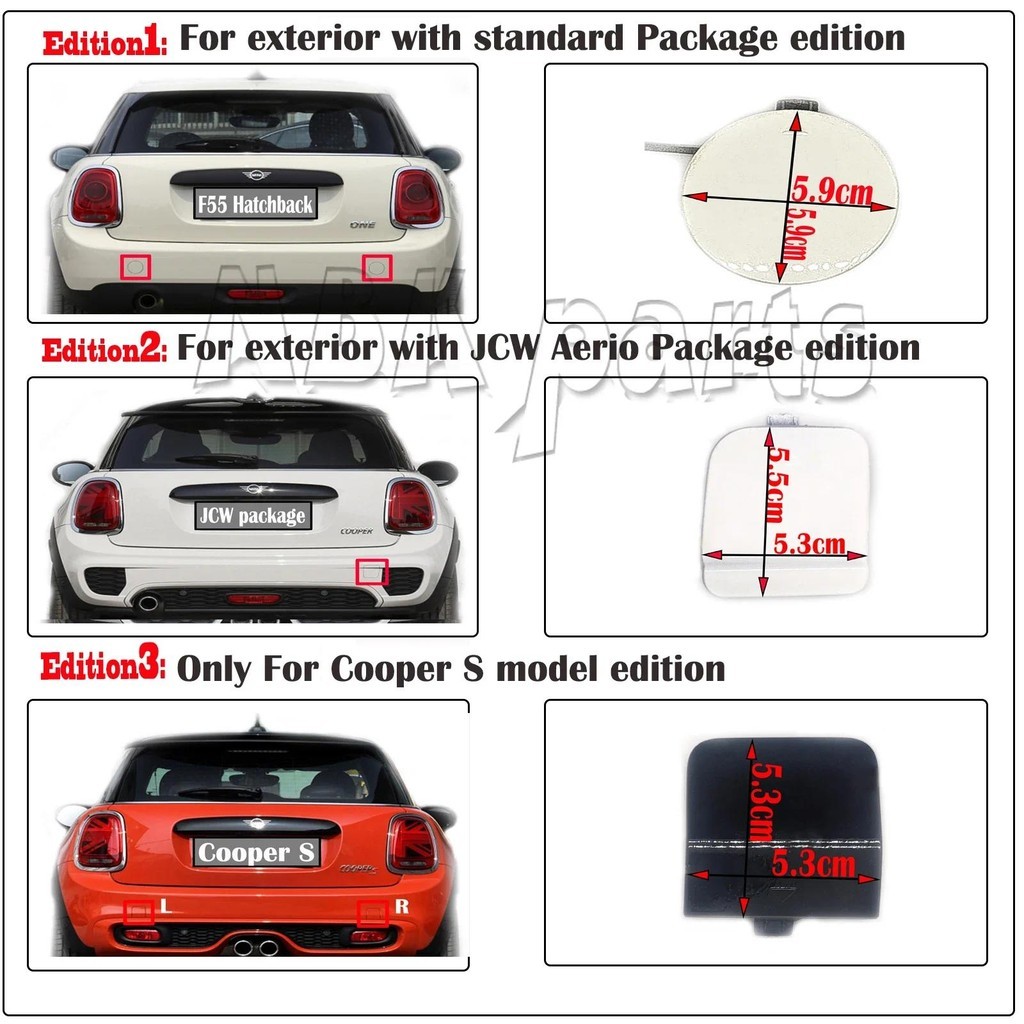 ด้านหลัง Tow Cover Fit 16-21 MINI F55 Cooper One First S 1.2T 1.5T 2.0T B36 B38 B37 Hatchback 5 ประต