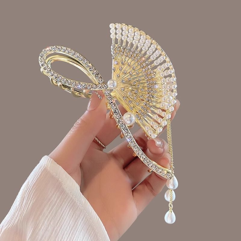 Kirin Grocery Store กิ๊บติดผมพัดลมโบราณ Back Head Hair Shark Clip Flow Clip Headdress ขนาดใหญ่