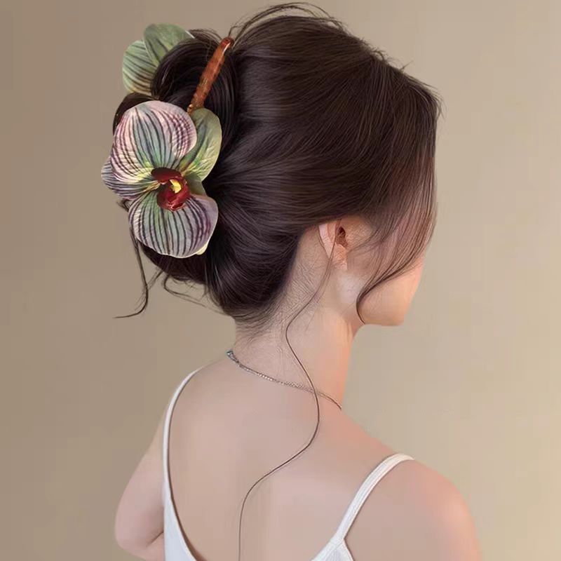 Kirin Grocery Store กิ๊บติดผม Phalaenopsis ระดับไฮเอนด์กิ๊บติดผมดอกไม้จําลอง 2025 หัวหลังผมขนาดใหญ่เ