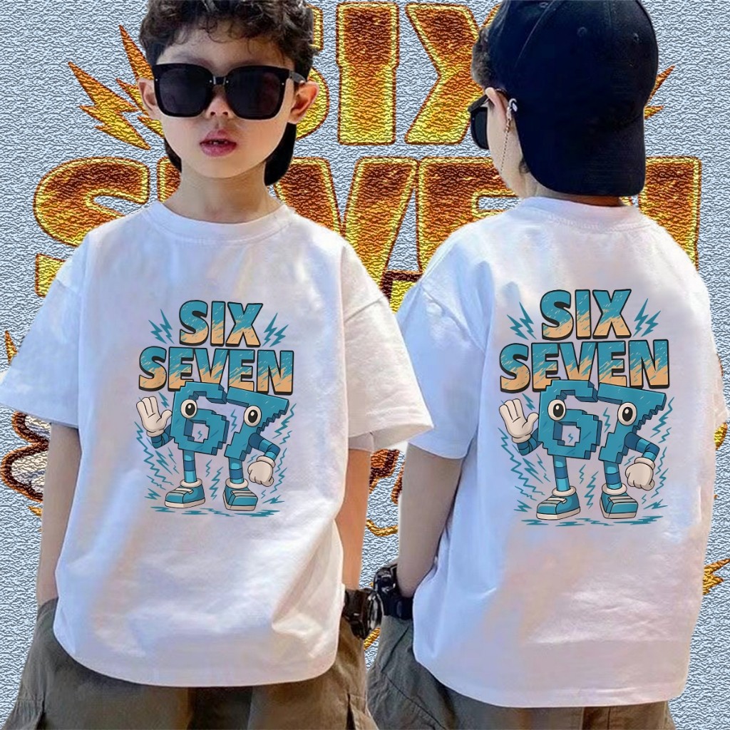 Kids Zip Hoodie Jacket Hooded cardigan SIX SEVEN 67 x ROBLOX เด็ก T-shirt 100CM-150CM cottton shirt