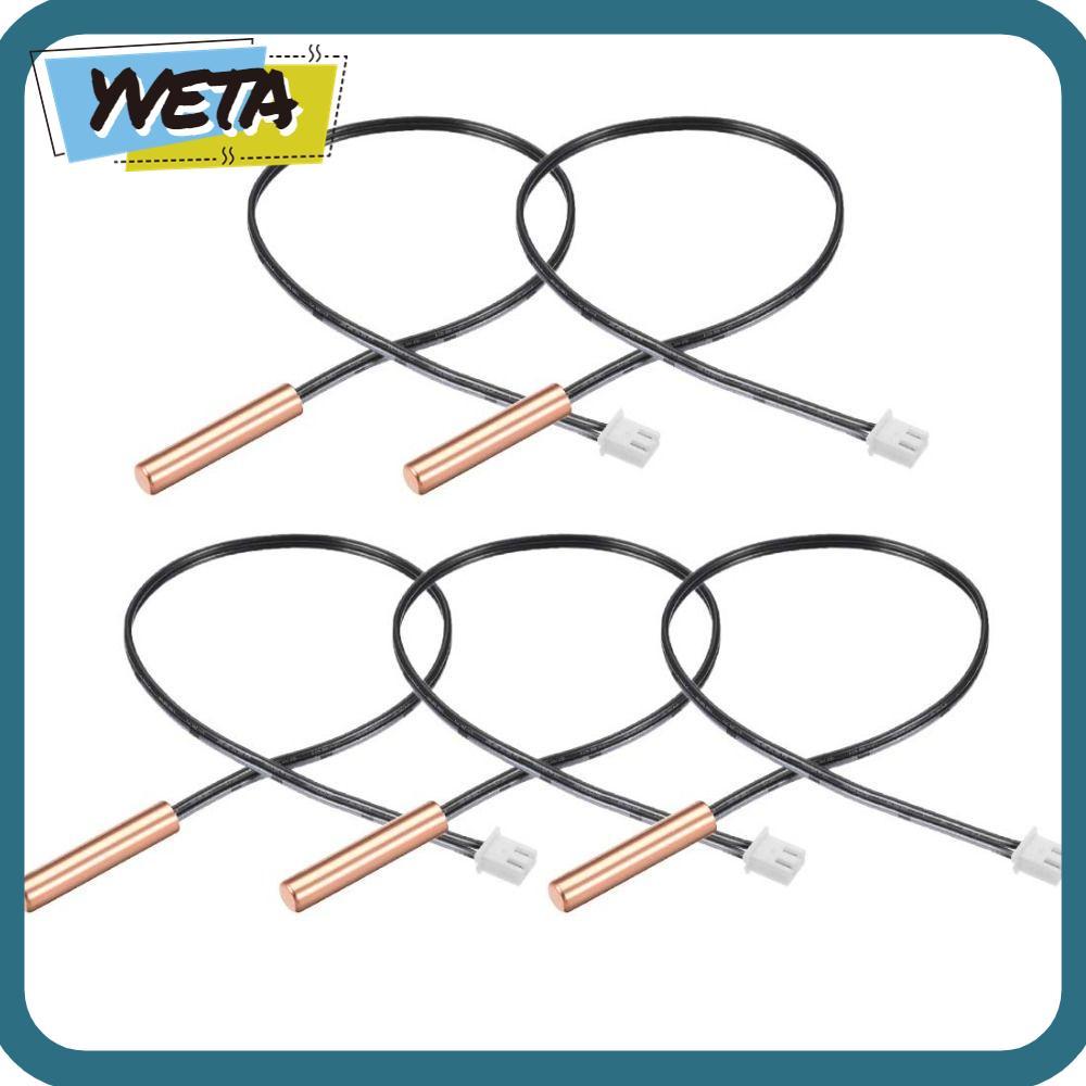 YVETA 5 ชิ้น 10K NTC Thermistor Probe, 10K Copper Sensitive Temperature Sensor Kit, ทนทาน 40 ซม./15.