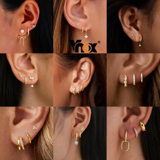 Vnox Zircon ต่างหูห่วงสแตนเลส 3 คู่ชุด,Elegant Womens คอลเลก…