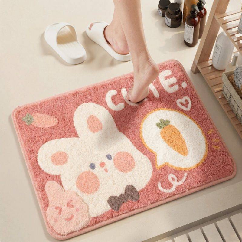 Cartoon Plush Bathroom Mats Bathroom Absorbent Non-Slip Cashmere Floor Mat Bathroom Bedroom Carpet d