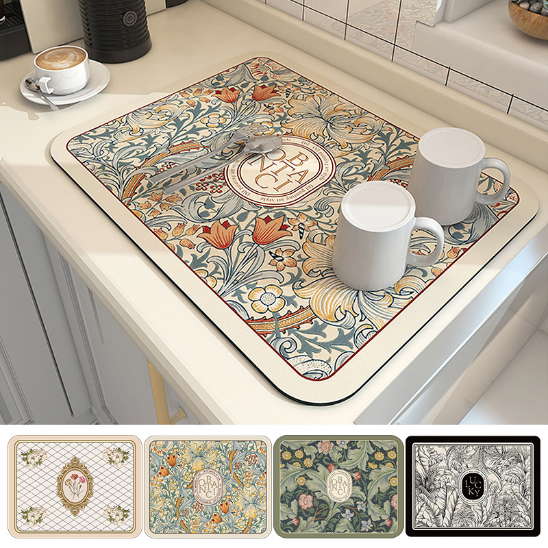 2026 Ramadan Splash Proof Drain Pad ดอกไม้รูปแบบ Anti Slip Mat สําหรับตกแต่งห้องนอน