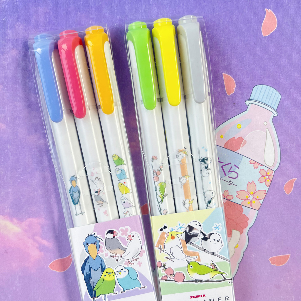 ไฮไลท์ปากกา จุด zebra zebra zebra ใหม่ชื่อร่วมจำกัดนกอ้วนนกแก้วชุดปากกาเน้นข้อความ