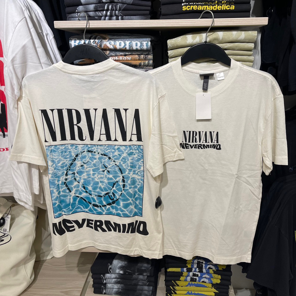 KATUN ORI เสื้อยืด H&M Man Nirvana Nevermind Off White Cotton X