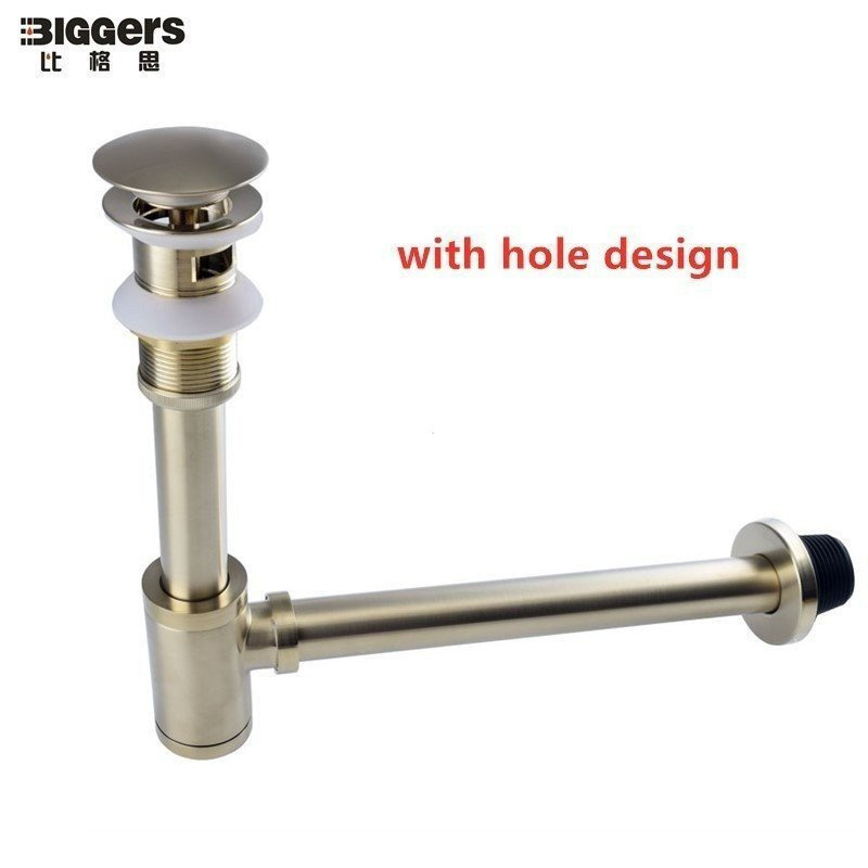 ขนาดใหญ่สุขาภิบาล Home Hotel แปรงทองเสร็จสิ้นทองแดงห้องน้ําอ่างล้างหน้าชุดท่อพร้อม pop-up vent ผนังเ