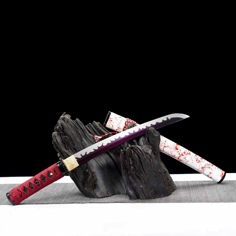 ดาบสั้น Katana / Wakizashi เมืองหลงชวน เหล็กแมงกานีส ชิ้นเดียว สไตล์ญี่ปุ่น สำหรับฝึก/สะสม ไม่ลับคม