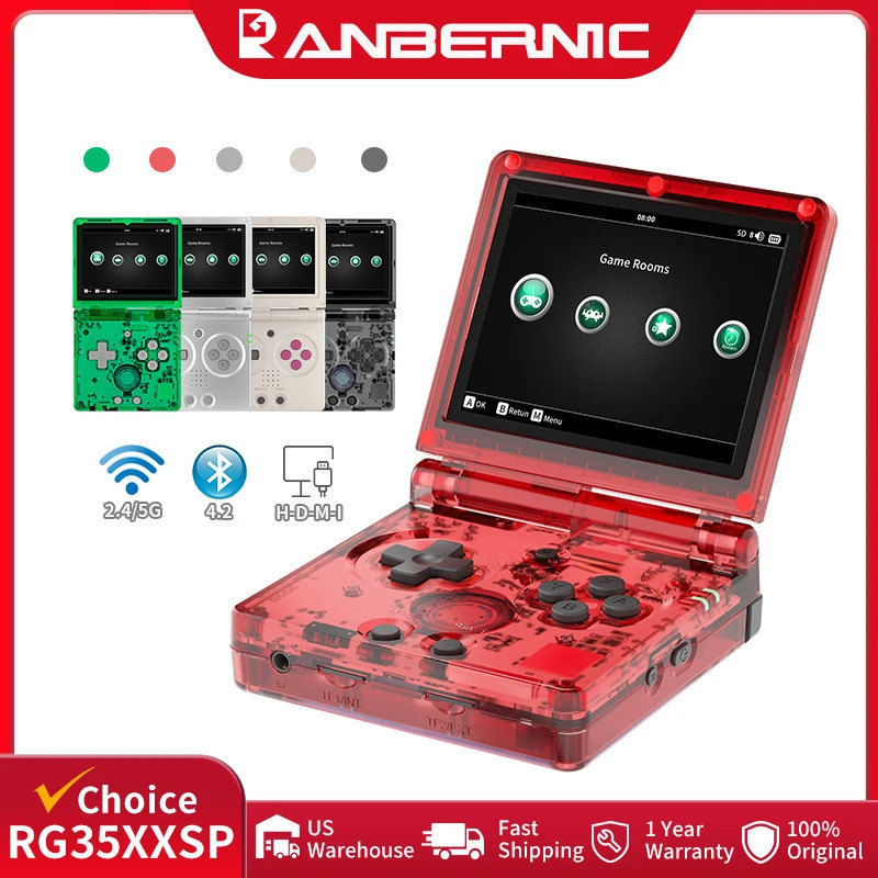 ANBERNIC RG35XXSP Flip Retro คอนโซลเกมมือถือ Linux 64bit WiFi บลูทูธ Retro คอนโซลวิดีโอเกมออนไลน์เล่