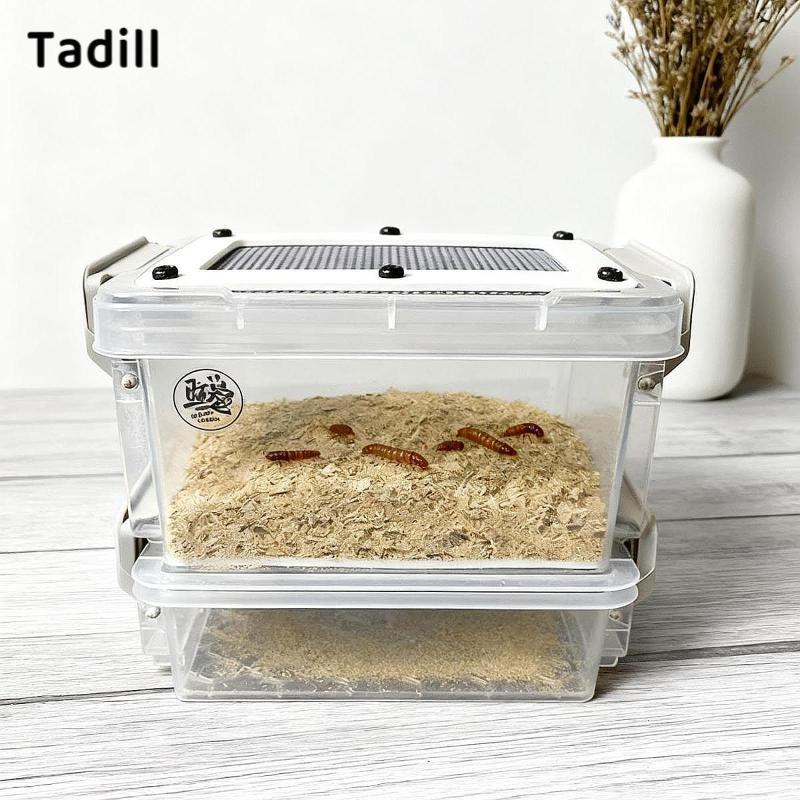 [negjsg] กล่องให้อาหาร Roach Mealworms Breeding Box Pet Breeding Cage บ้านโปร่งใส