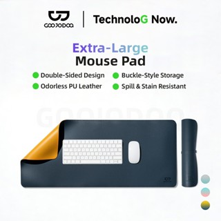 GOOJODOQ แผ่นรองเมาส์หนังสองด้าน 70x30 ซม. ขนาดใหญ่กันน้ําแล…