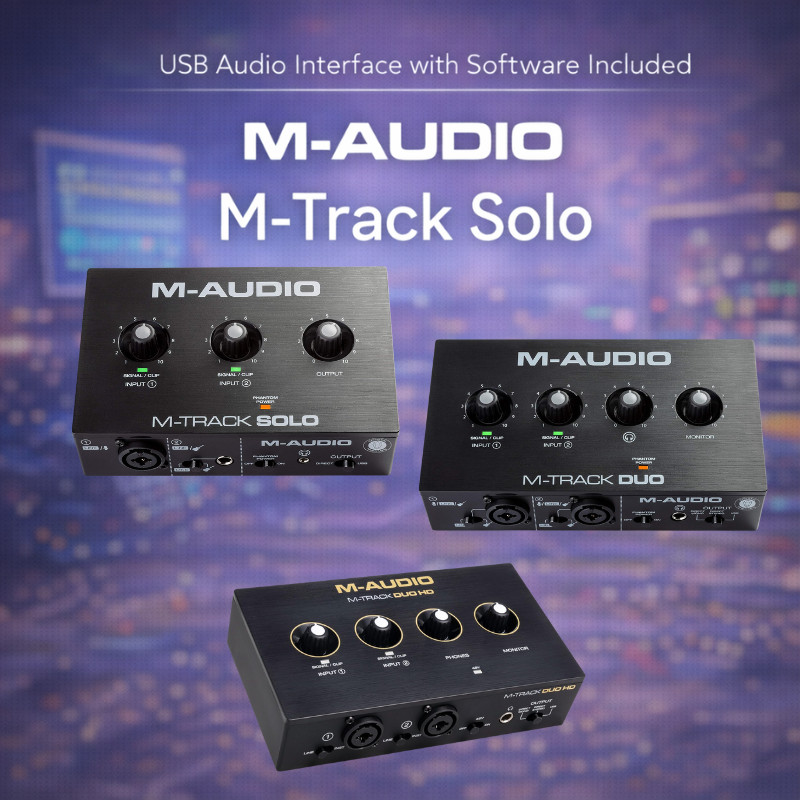 M-Audio M-Track Solo ออดิโออินเทอร์เฟซ USB อัดเสียง เล่นเพลง ไลฟ์ ใช้กับ Mac และ Windows