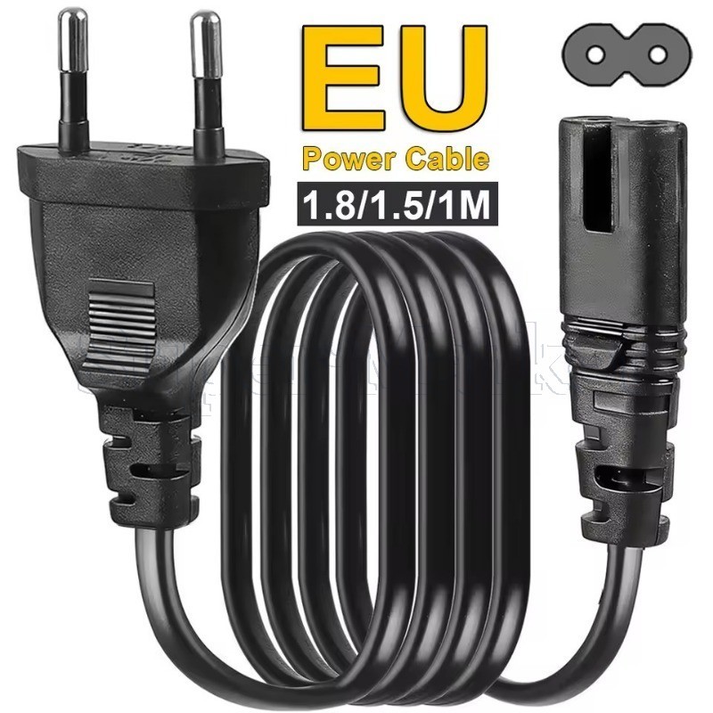 ยุโรป 2 Pin To C7 สายไฟ - IEC320 C7 สายไฟ - C7 รูป 8 Charger - EU Plug 2-Prong AC Supply สายปลั๊กสาย