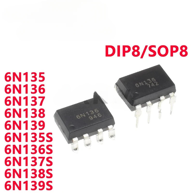 5pcs 6N135 6N136 6N137 6N138 6N139 DIP 6N135S 6N136S 6N137S 6N138S 6N139S SOP Optocoupler ชิป ic