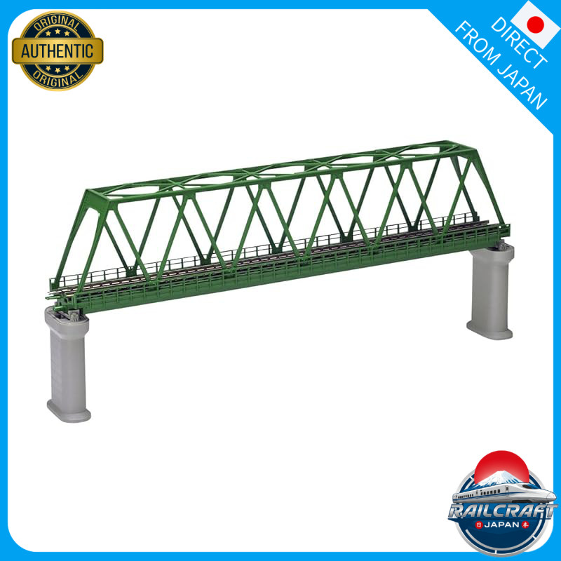 TOMYTEC TOMIX N Gauge Single Track Truss Bridge F Deep Green with 2 PC Piers 3033 - Model Railroad A