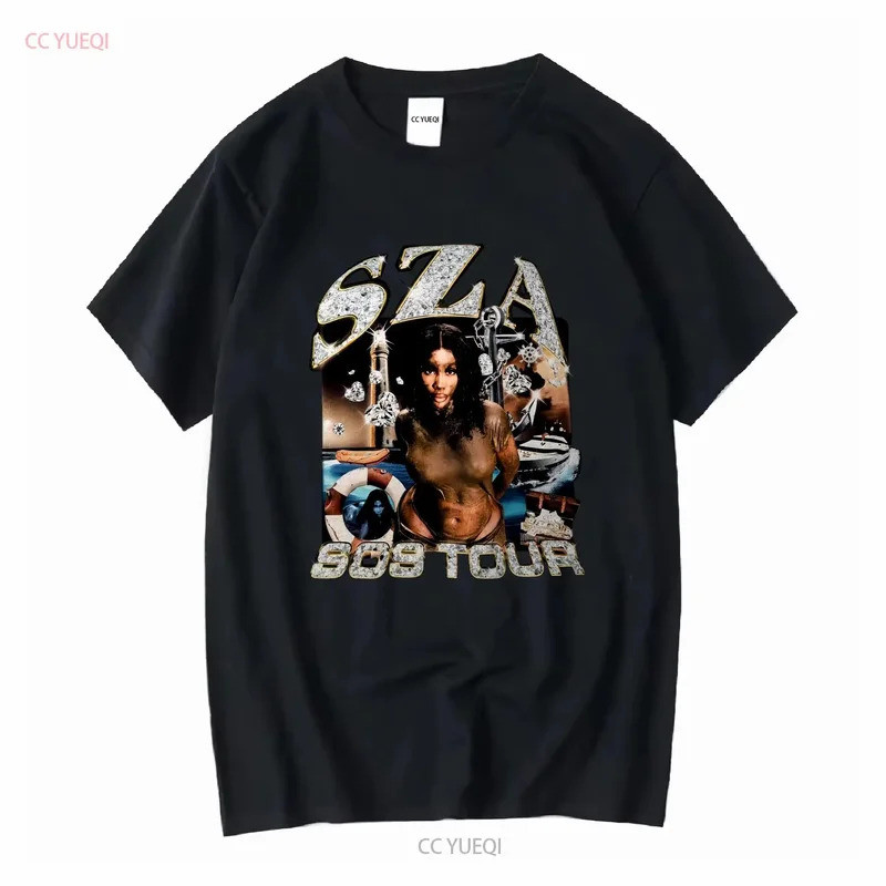 เสื้อยืดคอตตอน SZA New York SOS Tour สำหรับแฟนคลับ ไซส์ S ถึง 5XL สไตล์วินเทจ เนื้อผ้านุ่ม ยืดหยุ่นเ