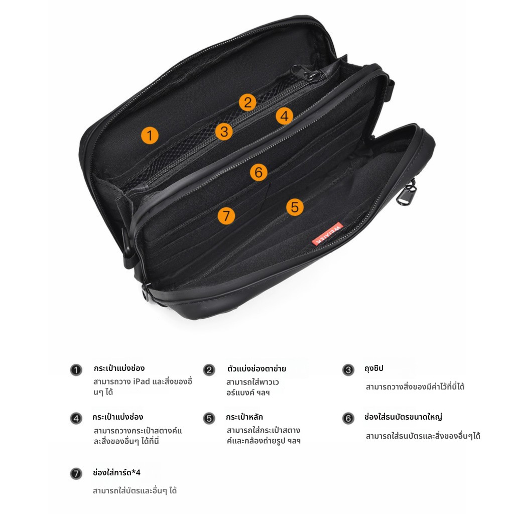 ของขวัญคริสต์มาส🎁กระเป๋าสะพายข้างผู้ชาย สไตล์มินิมอล กันน้ำ ทนทาน กระเป๋าเอเวอร์เดย์ | กระเป๋าสะพายเฉียง ขนาดใหญ่ ใส่ของครบ ใส่แท็บเล็ต 8 นิ้ว | กระเป๋าเอนกประสงค์ สำหรับทำงาน ท่องเที่ยว ใช้ในชีวิตประจำวัน | วัสดุคุณภาพสูง พกพาสะดวก สีดำคลาสสิก🎁🎁🎁 - รูปที่ 4