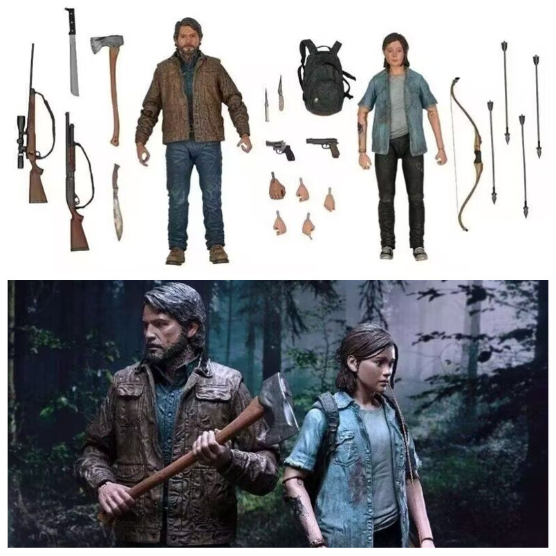 NECA The Last of Us Joel และ Ellie Dual ชุดตัวเลขการกระทําวิดีโอเกมสะสม PVC ของเล่น
