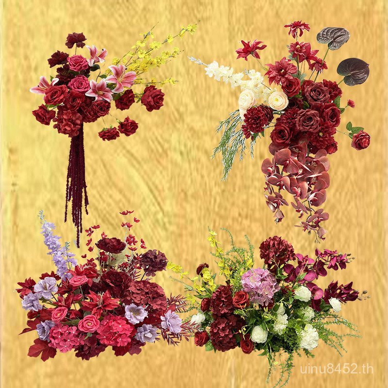 หมั้นจัดเลี้ยงจีน Retro ใหม่พื้นหลังดอกไม้ราคาถูกสีแดงตกแต่งกํามะหยี่งานรื่นเริงดอกไม้งานแต่งงาน Nic