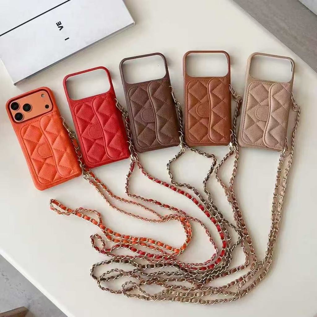 มีโลโก้เคส iPhone หนังpearl พร้อมที่ใส่การ์ดสําหรับ iPhone17pro Max 17pro 17 16pro Max 16 15pro Max 
