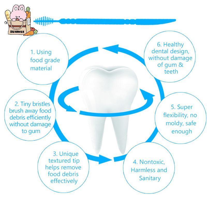 [ใหม่] 100 ชิ้น/กล่อง Double Head Floss Inter Toothpi Brush Tooth Sti Oral Care Toothpis Floss Pi TH