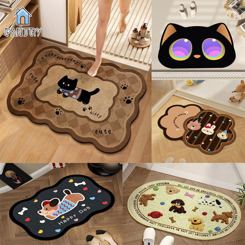 COD พรมห้องน้ํา 40x60cm แมวน่ารักและสุนัข ดูดซับน้ำได้ดี ทนสกปรก ทำความสะอาดง่าย สำหรับห้องน้ำ/ห้องครัว