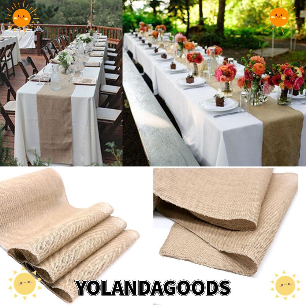 YOLANDAGOODS1 Vintage Table Runner Party ตกแต่งปอตธรรมชาติ Country Home Table Runners