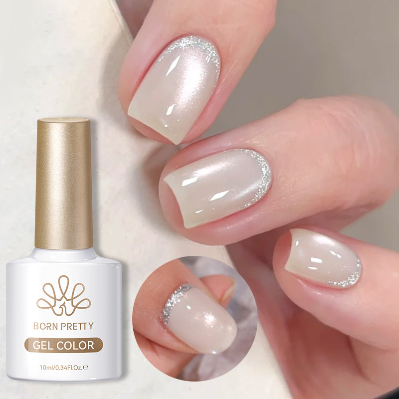 BORN PRETTY Rosy Moonlight Cat Eyes Magnetic เล็บเจลสีขาว Snowlight Glitter Effect สะท้อนแสง UV เจลเล็บเคลือบเงา Salon Home DIY 10ml