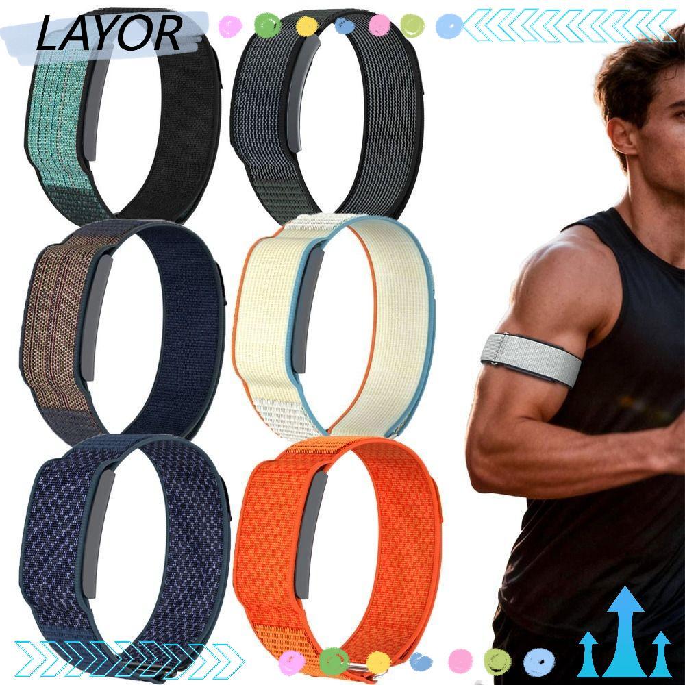 LAYOR Fitness Tracker Strap, สายสปอร์ตไนลอนปรับได้, การออกแบบห่วง Breathable 22 มม. Bicep Band สําหร