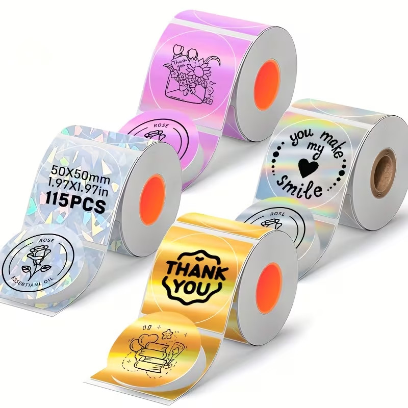 1 ม้วน Phomemo M110 M220 E210 P50 Detong P1 WP9520 สํานักงานเครื่องติดฉลากเงินโฮโลแกรมกระดาษติดฉลาก