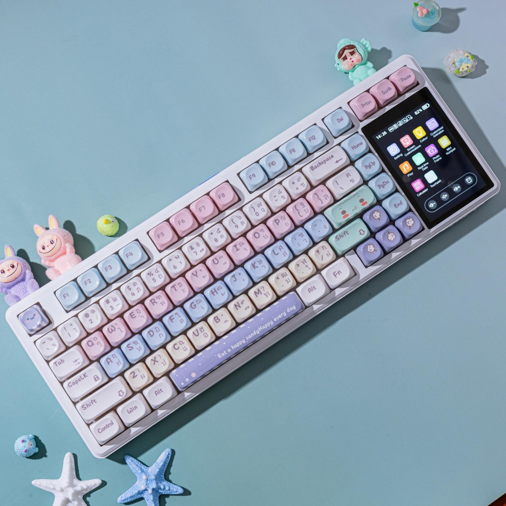 AULA L99 คีย์บอร์ดเชิงกลภาษาไทย, ระบบควบคุมแบบสัมผัสจอแสดงผลอัจฉริยะ, ไร้สาย 2.4G Bluetooth Wired Ga