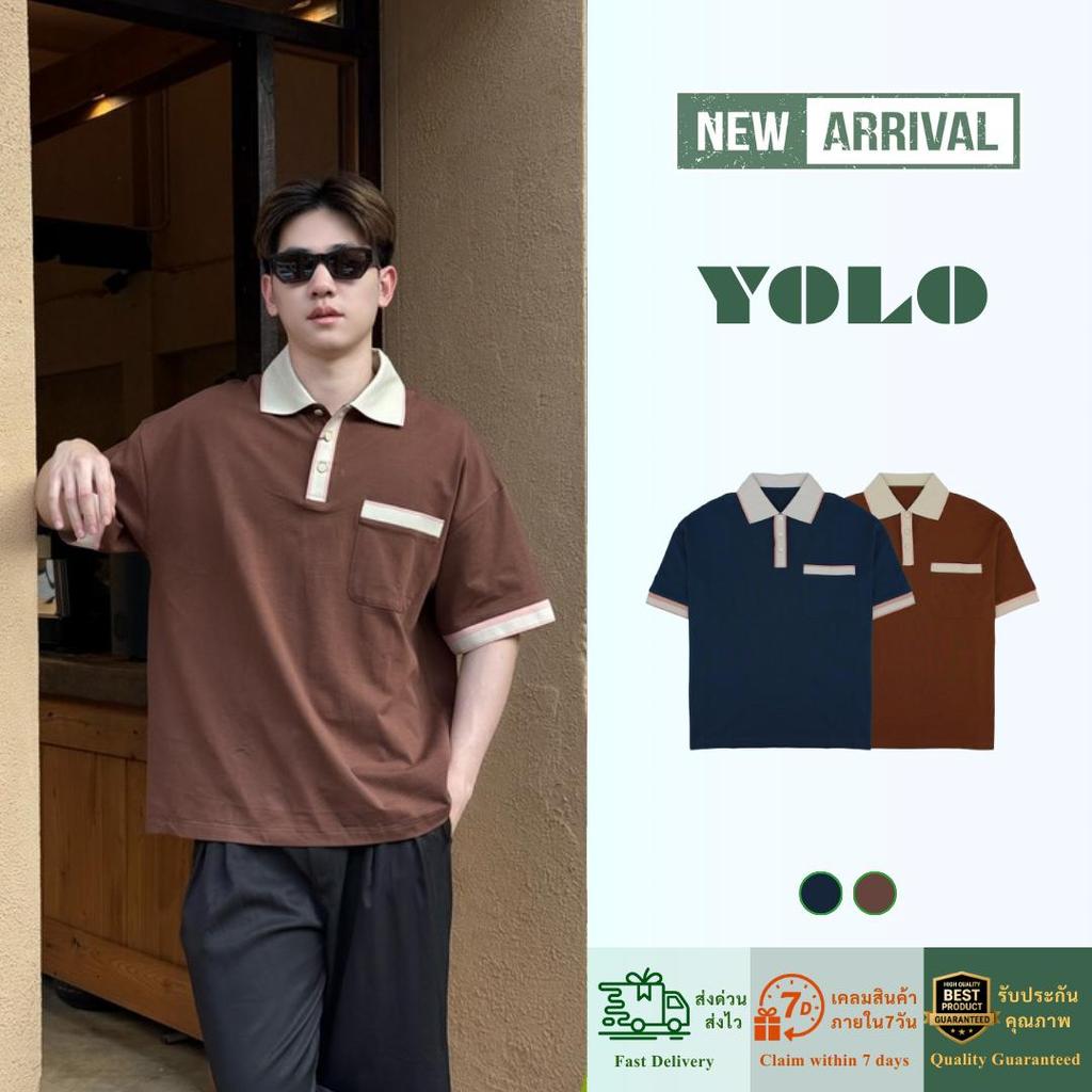 YOLO เสื้อเชิ้ต OVERSIZE เสื้อเชิ้ต เสื้อเชิ้ตสำหรับผู้ชาย  ติดกระดุมหน้า Y261219