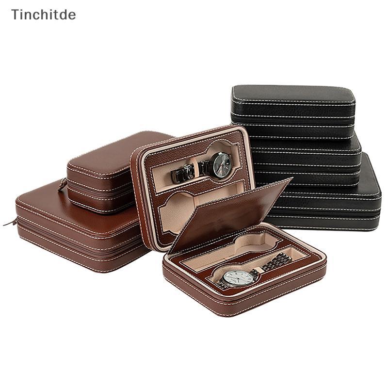 [Tinchitde] 2/4//8 Slots Pu Leather Watch Storage Bag Vintage Simple Vintage Watch Display Box Dust 