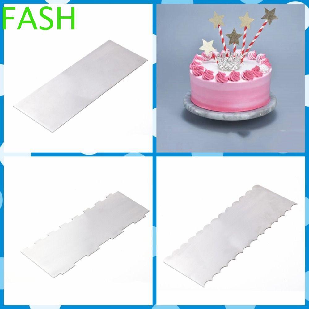 FASH ที่ขูดเค้กสแตนเลส,เลื่อยฟันขอบสองด้านตกแต่งหวีคอนทัวร์,เครื่องมือตกแต่งเค้กทําให้เรียบขึ้น DIY