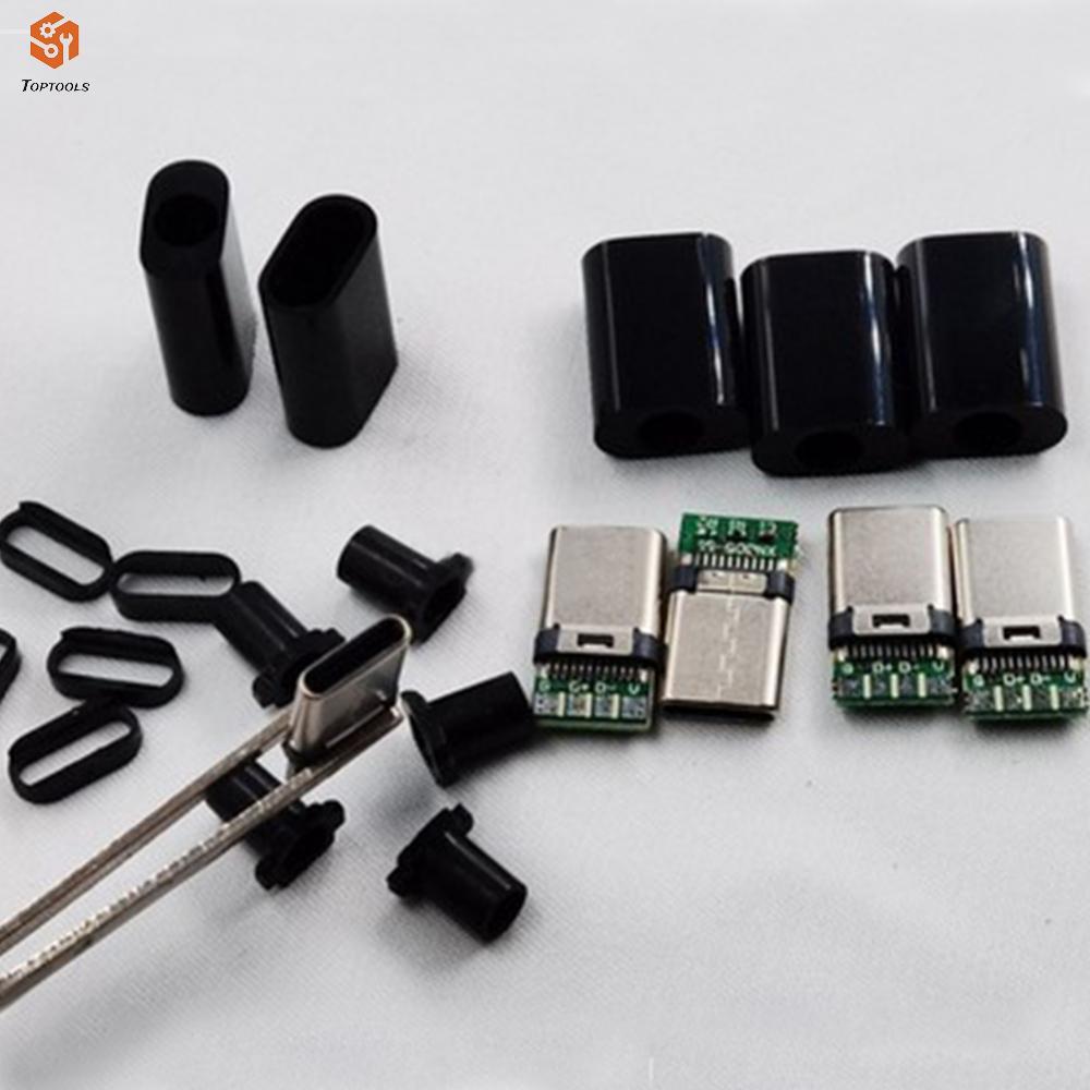 บอร์ด Type-C Reversible Type C พร้อมเปลือกสีดํา/ขาวพร้อมบอร์ด PCB 4 เข็ม