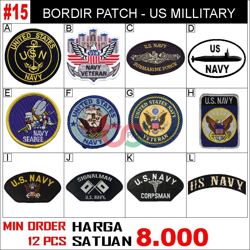 HDP 15 PATCH EMBROIDERY US ARMY MILLITARY INSIGNIA USAF NAVY RETIVER WW2 RANK VETERAN AIR/SPECIAL FO