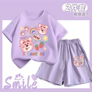 ชุดสูทแขนสั้นเด็กผู้หญิง ลายหมีน่ารัก เหมาะสำหรับกิจกรรมและกีฬาต่างๆ
