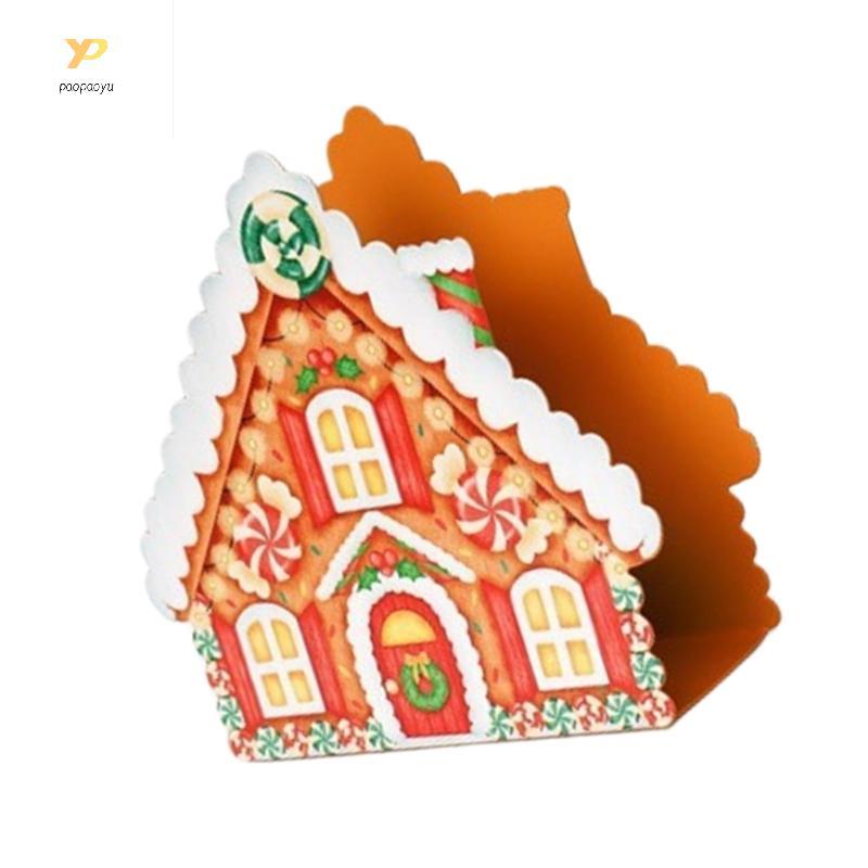 PPY คริสต์มาสธีมผู้ถือผ้าเช็ดปาก Gingerbreads House Stand Dinner Party Essential