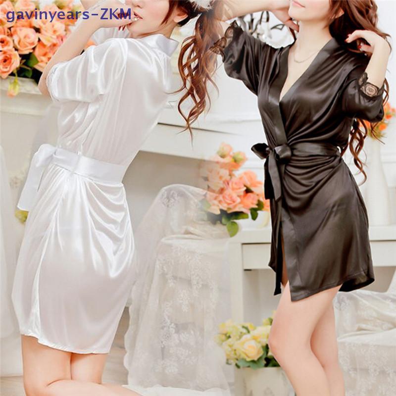 เสื้อคลุมผ้าซาตินและลูกไม้ สไตล์เซ็กซี่ สำหรับการอาบ SPA และวันพิเศษ [TH]