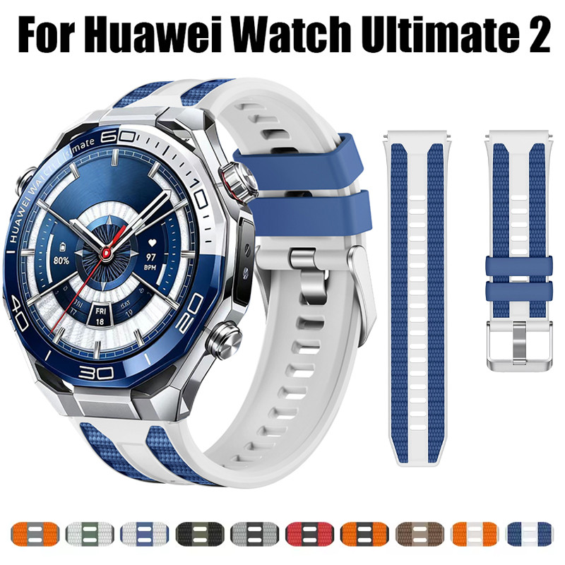Universal 22 มม.ซิลิโคน 2 สีสําหรับ HUAWEI นาฬิกา Ultimate 2/GT 6 Pro band 5 4/GT 5 4 46 มม.สร้อยข้อมือ﻿