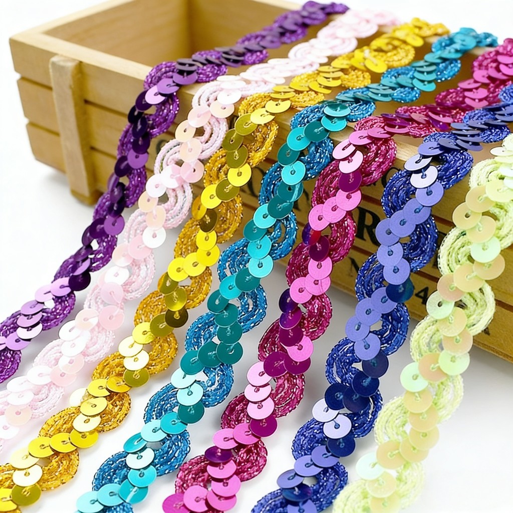 2Yards 15 มม.Sparkle Wave เลื่อมริบบิ้นหัตถกรรมอุปกรณ์
