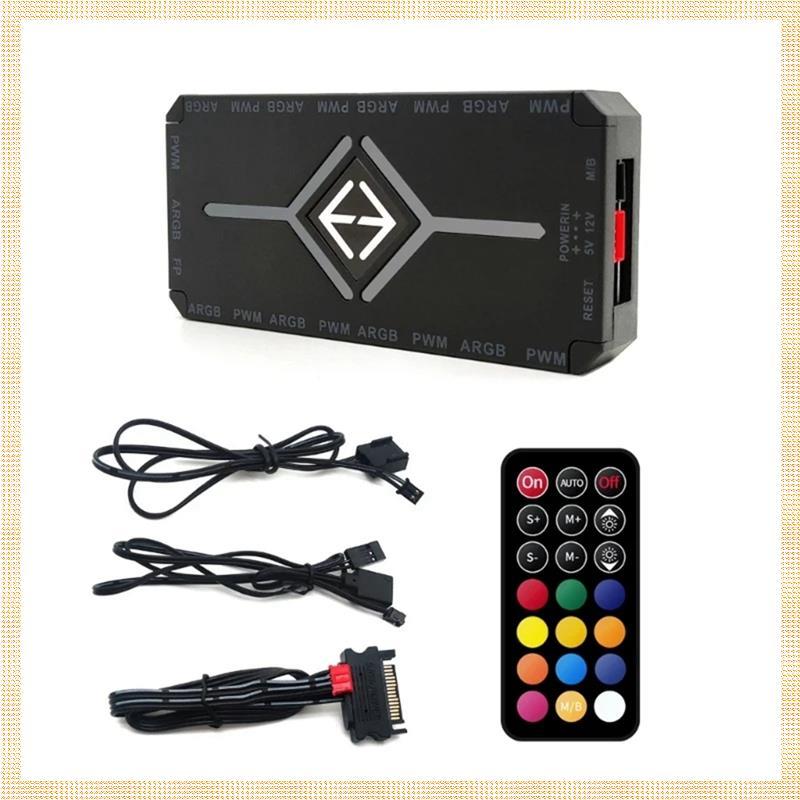 [1ejafnkblh.ph] ARGB PWM Controller รีโมทคอนโทรลไร้สายพัดลม Hub PWM ARGB Controller Hub อะแดปเตอร์คอ