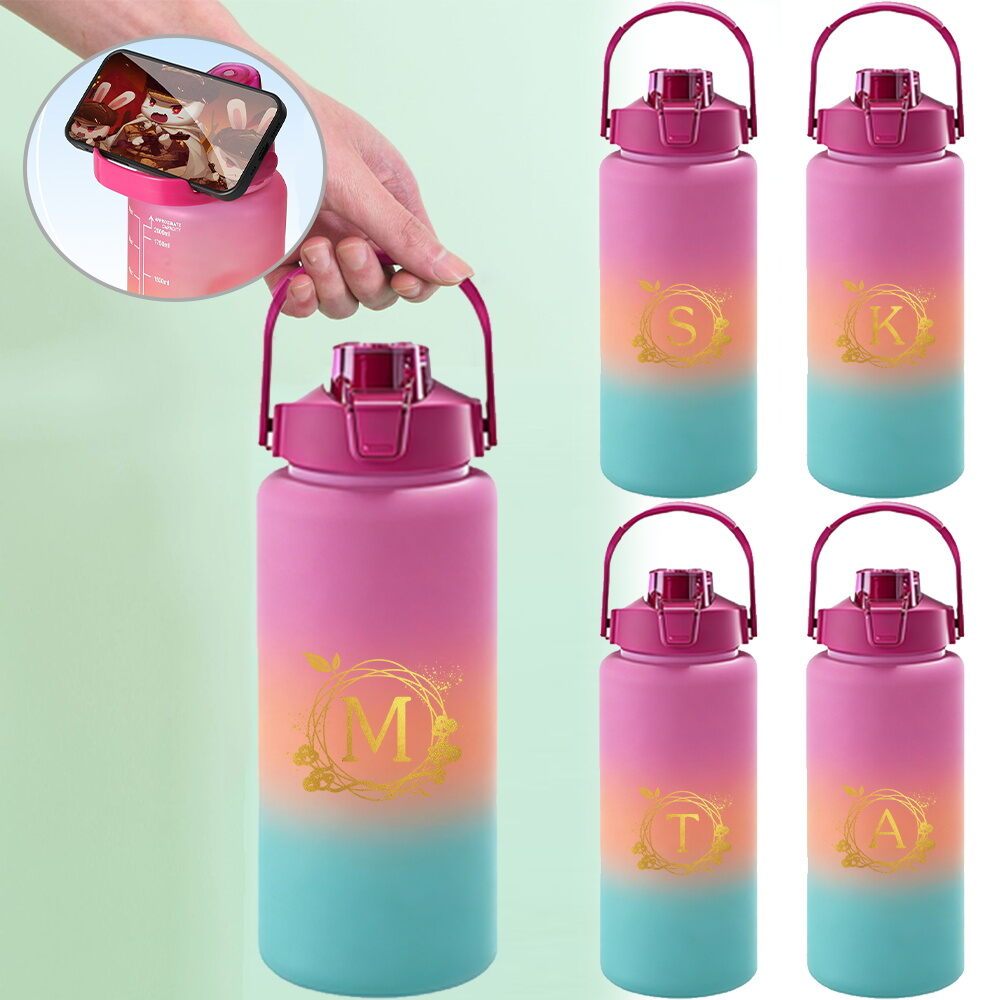กระบอกน้ำ Water Bottle ความจุ 2000ml ขวดน้ำขนาดใหญ่ พร้อมหลอด มีที่จับ