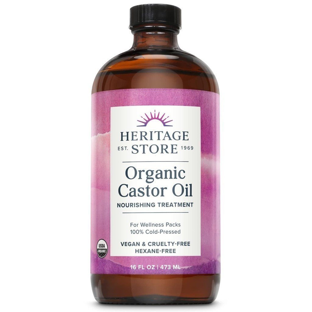 HERITAGE STORE Organic Castor Oil - Glass Bottle - Nourishing Treatment for Hair and Skin - Eyelash 