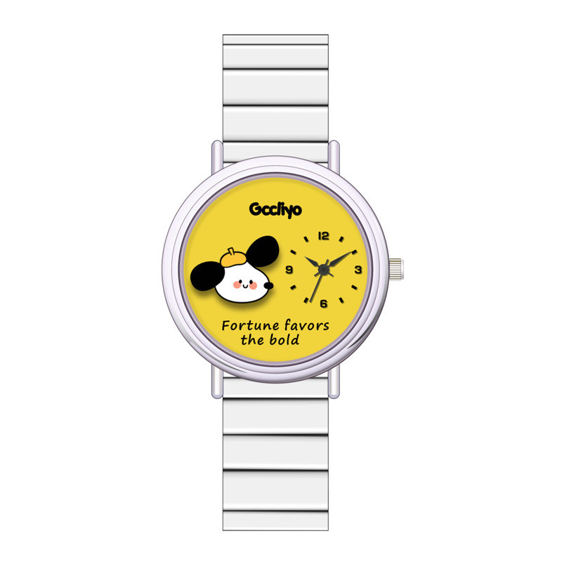 GCCLIOYO 2375 Simple Trend Student Quartz Watch Steel Band Classy All-Match Ladies Watch (กล่องนาฬิกาเดิม)