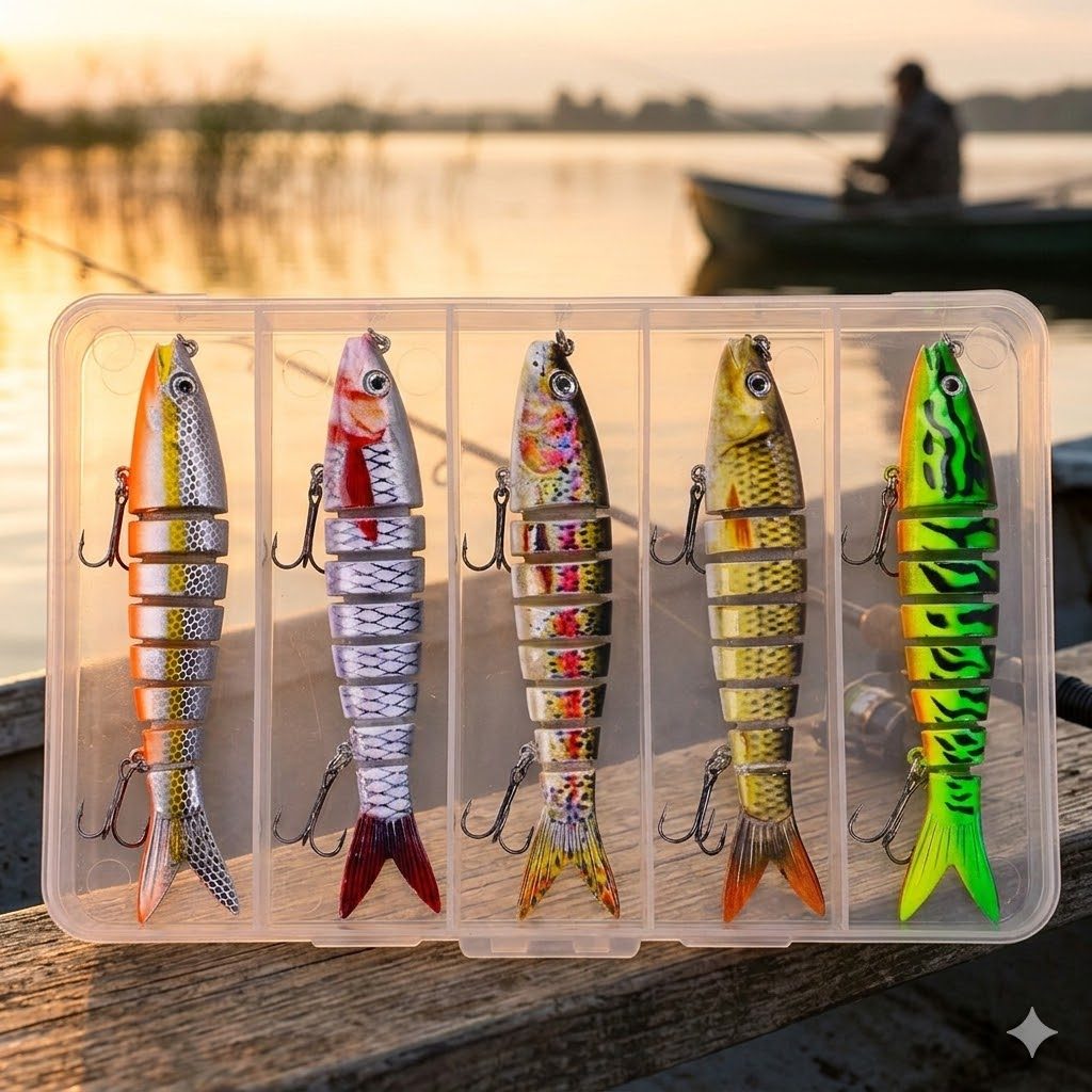 HENGJIA 3 ชิ้น/5 ชิ้นต่อกล่อง 13.4/9.7 เซนติเมตร Sinking Wobblers เหยื่อตกปลา Jointed Crankbait Swimbait 8 ส่วน Hard เหยื่อปลอมตกปลา Lu